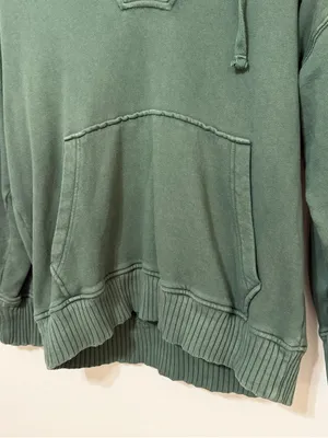 Aerie Down To Earth Henley Hoodie Oversized Fleece Green Size Small Oversized thumbnail 5