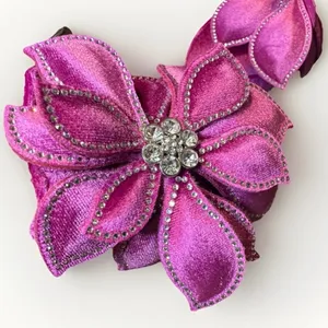 Gianni Bini Fuchsia Velvet Heels Rhinestone Flower Platform Sandals 7 New thumbnail 10