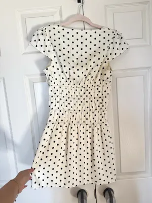 Princess Polly Evangelie Ruched White Black Polka Dot Mini Dress thumbnail 4