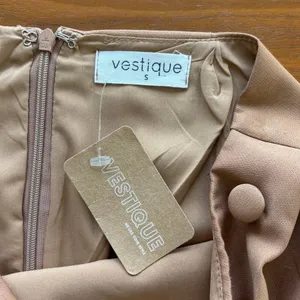 NWT Vestique Faux Wrap Mini Skirt S Ruched Buttons Preppy Work Office Fall thumbnail 3