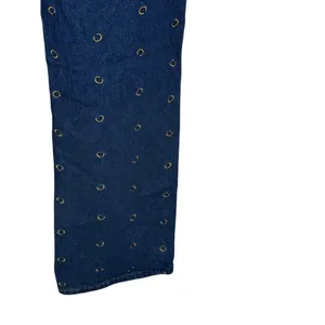 Cider Women's Jeans All Over Scatter Logo "C"‎ Wide Leg Flare Denim Blue Medium thumbnail 6