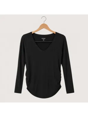 Old Navy Maternity Black Long Sleeve V-Neck Basic Top XS thumbnail 2