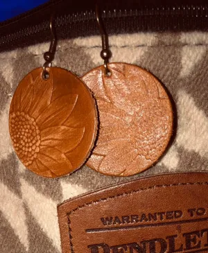 Leather Sunflower Earrings thumbnail 2