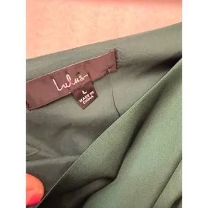 Lulus One Shoulder Dress Women Large Green Satin Ruched Cocktail Party thumbnail 5