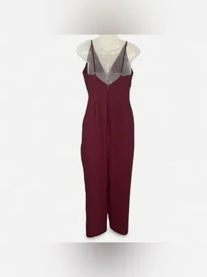 Leith Burgundy Embroidered V Neck Jumpsuit Size Small thumbnail 2