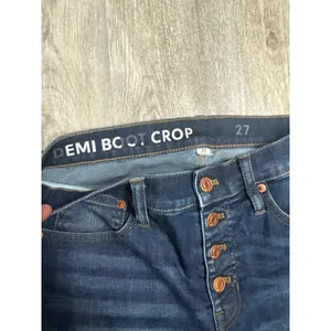 J.Crew Demi Boot Crop Dark Wash High Rise Button Fly Raw Hem Jeans 27 thumbnail 2