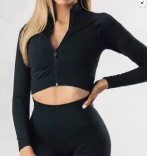 Alphalete cropped black seamless jacket thumbnail 1