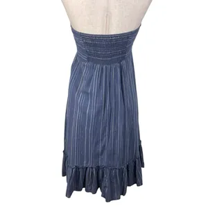 Vintage Y2K Old Navy Strapless Sundress Size Small Blue Metallic Stripe FLAWED thumbnail 2