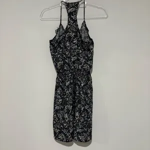 Banana Republic smocked waist ruffle geometric racerback y2k dress‎ black size 4 thumbnail 2