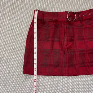 Fashion On Earth Women’s Faux Leather Red Black Plaid Belted Mini Skirt Sz Xs Sexy Party thumbnail 5