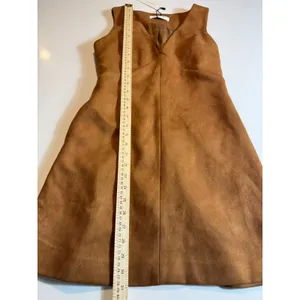 NWT COMMENSE Suede V-Neck Sleeveless Mini Dress Light Brown XS thumbnail 10