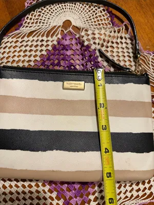 kate spade Striped Shoulder Bag in Black, Cream & Tan thumbnail 9
