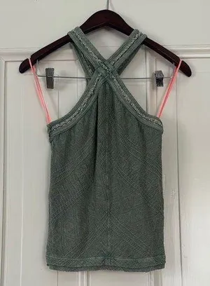 Free People Green Halter Tank Top thumbnail 1