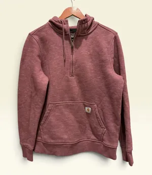 Carhartt Half Zip Hoodie Pullover in Heathered Brown thumbnail 1