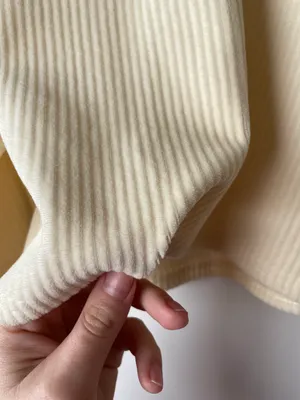 Cream Turtleneck Cropped Velvet Sweater thumbnail 2