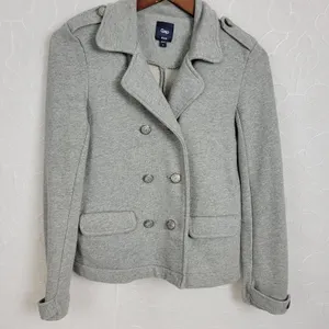 Gap Women's Coat Jacket Medium Gray Double Breasted Button Pockets Lined thumbnail 6