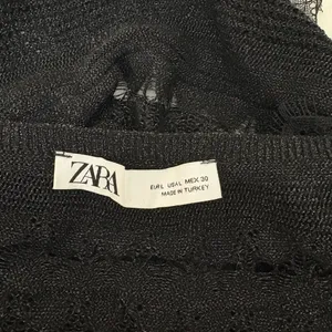 Zara Black Open Knit Tank Top With Lace Trim And Straps Size L thumbnail 5
