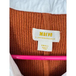 Maeve Anthropologie Rust Orange‎ Layered Sweater Peter Pan Collar Mixed Small thumbnail 2