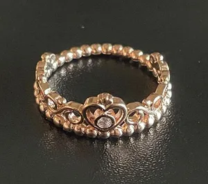 Rose Gold Heart Crown Ring Size 6 thumbnail 1