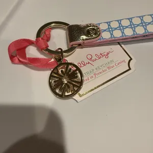 Lilly Pulitzer Strap Keychain Frenchie Blue Caning New With Tags thumbnail 3