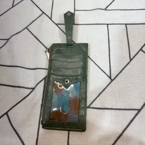 HOBO Euro Slide Card Case Wallet OS Green Leather Slim Zipper Keychain thumbnail 7