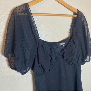 Missguided Black Sheer Puff Sleeve grunge‎ whimsical little black dress size 8 thumbnail 3