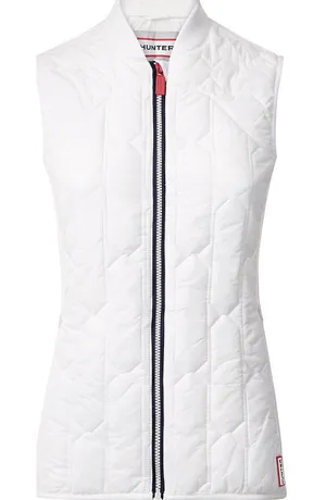 Hunter Boots Vest Womens small Full Zip Puffer White Outdoor Hiking Pockets euc thumbnail 1