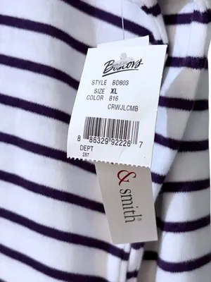 Hasting & Smith NWT Dark Purple Striped Floral 3/4 Sleeve Cotton Blend Top XL thumbnail 6
