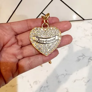 Juicy Couture gold tone heart keychain shimmering pave crystals accents Glam thumbnail 3