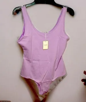 Sunro Collection Stretch Bodysuit in Light Purple with Snaps Size Large NEW! thumbnail 1