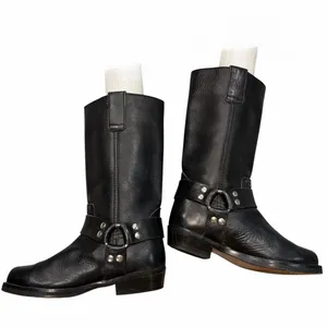 Pintainho Black Leather Moto Harness Boots Shoes 36 thumbnail 5