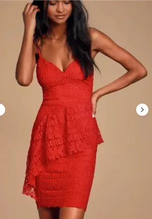 Lulus Red Lace Cocktail Dress thumbnail 1