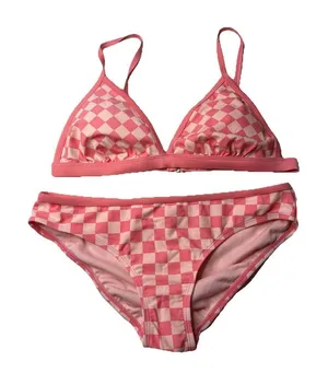 Kona Sol Pink Checkered Triangle Padded Bikini And Bottoms Size Medium New thumbnail 1