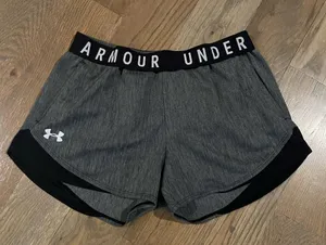 Under Armour Women's Charcoal and Black Athletic Shorts sz Medium thumbnail 1