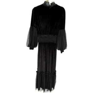 TOV Los Angeles Black Velvet Lace Maxi Dress Size 38 US 6 Small Witchy Victorian thumbnail 4