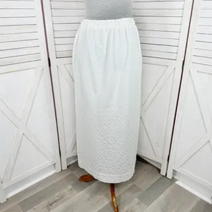 Free People Textured Cotton Side Slit Maxi Skirt White Large Pockets Drawstring‎ thumbnail 4