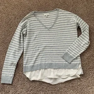 Lucky brand womens v neck striped sweater-layered thumbnail 1
