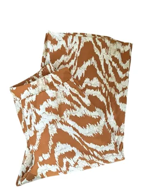 Nine West Wide Leg Cropped Pant Sz XL Fluid Zebra Print Brown/Cream Pockets thumbnail 2