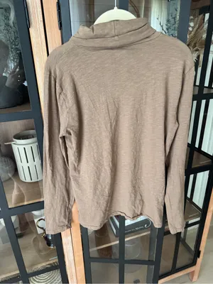 Madewell long sleeve turtleneck top cotton coffee sweater lightweight layering thumbnail 4