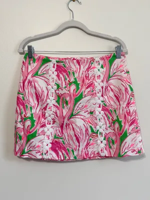 Lilly Pulitzer Marigold Pink Flamingo Colony Skort Women’s size 6 thumbnail 2