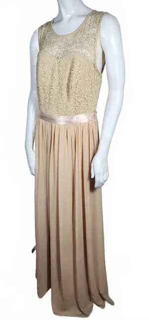 Bery Love Champagne Lace and Chiffon Evening Gown Dress Medium Wedding Guest thumbnail 1