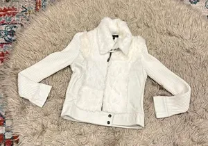 Bebe Vintage y2k rabbit fur leather jacket size small thumbnail 1