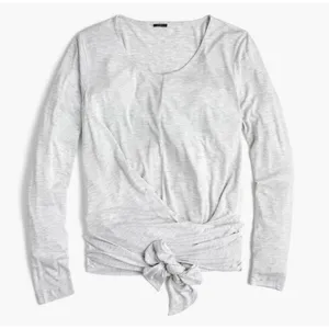 NWT J.Crew Womens‎ Tie Front Crewneck Long Sleeve Tee Top Size S Heathered Gray thumbnail 1