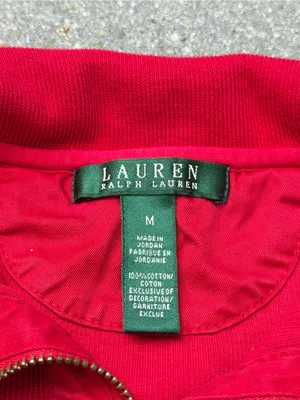 Lauren Ralph Lauren Red Gold Crest Quarter Zip Cotton Pullover M thumbnail 3