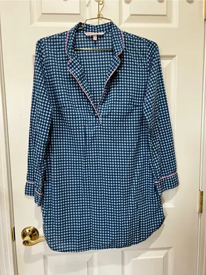 Victoria's Secret Pajama Tunic Dress Geometric Pattern Size XS Blue Cotton Modal thumbnail 7