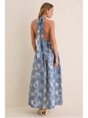 Tuckernuck Provence Hills Marcie Halter Linen Blend Maxi Dress Pockets Feminine thumbnail 10