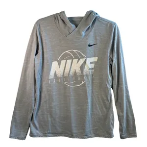 Nike Volleyball Hoodie Tee Dri-FIT Grey Space Dye‎ Long Sleeve Shirt Women M thumbnail 1