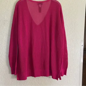 Chico's Black Label V-Neck Metallic Sweater Pink XL Women Shimmer Knit‎ Pullover thumbnail 9
