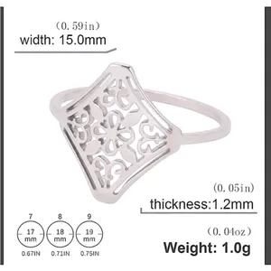 Boutique NEW 14k White Gold Plated Cut‎ Out Filigree Hollow Flower Ring, Size 7 thumbnail 12