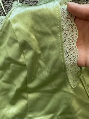 Satin Lace-Trim Halter Camisole in Light Green thumbnail 3